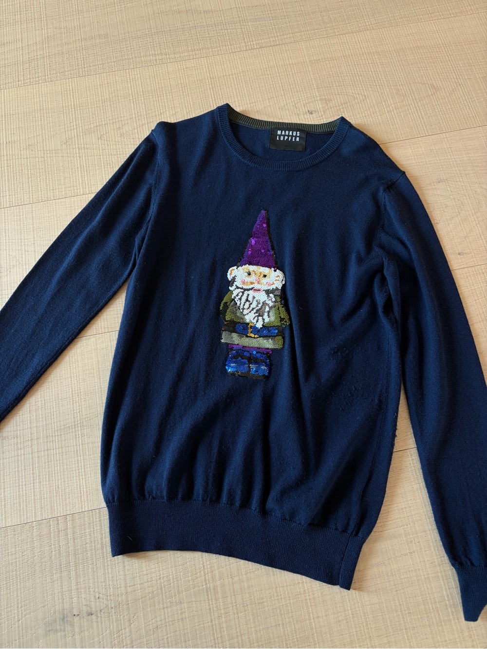 Markus Lupfer Navy Sweater with Santa elf Christmas sweater